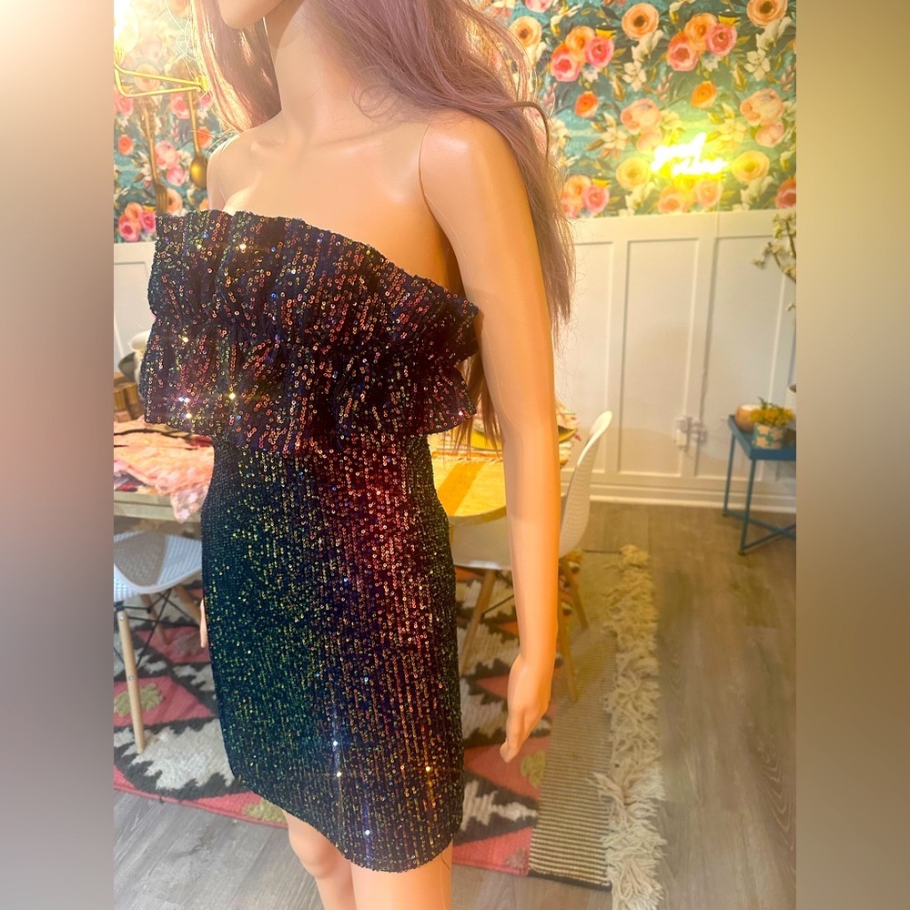 THIRTY/THIRTY LA Sequin Mini Dress Formal Sz M - Picture 6 of 16